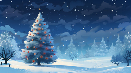 Christmas background Xmas tree in snow