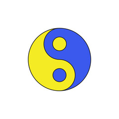 Y2k yin yang symbol cartoon element of balance and harmony groovy style icon vector flat