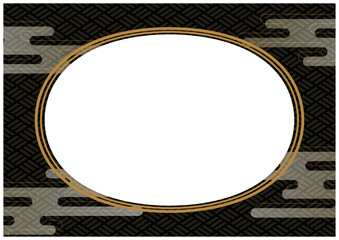 和柄モダンな金輪フレームの年賀状素材黒