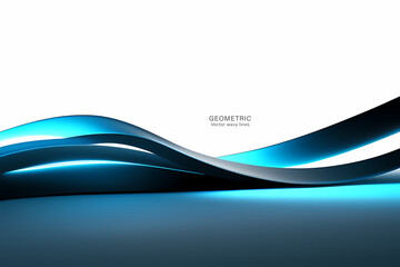 Minimal Abstract Dynamic textured background design in 3D style with dark blue wave on white. Vector illustration.