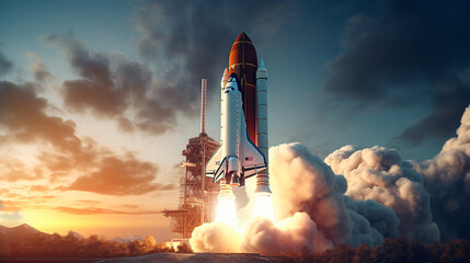 New space rocket lift off Space shuttle - Powered by Adobe