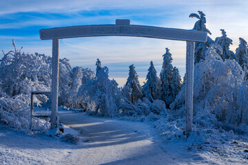 Winter impressions of snow-covered Feldberg in Taunus/Germany