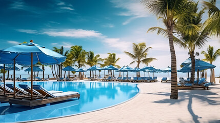 Panoramic holiday landscape Luxury beach poolside