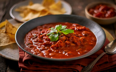 Capture the essence of Texas Chili in a mouthwatering food photography shot Generative AI - obrazy, fototapety, plakaty