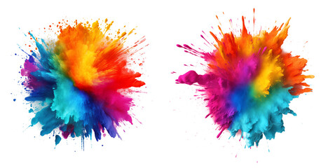 Fototapeta na wymiar A colorful explosion of multi-colored paints, cut out - stock png.