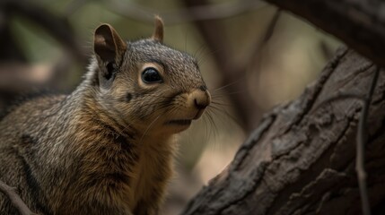 Naklejka na ściany i meble Close up of a grey squirrel (sciurus carolinensis). Wilderness Concept. Wildlife Concept.