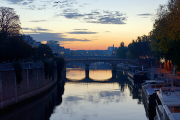 The Archevêché bridge in the 4th arrondissement of Paris city - obrazy, fototapety, plakaty