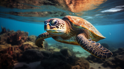 Naklejka na ściany i meble sea turtle swimming