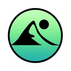 gradient green mountain logo design