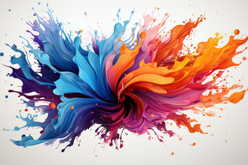 A vibrant and artistic vector illustration featuring dynamic color splashes on a white background. Ai generated