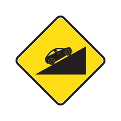 uphill road traffic sign icon