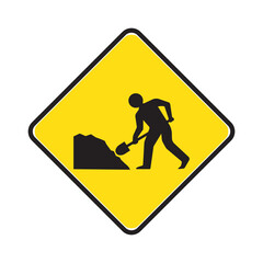 traffic sign icon there is road work