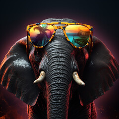 portrait of a elephant wearing sunglasses. Generative AI.