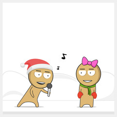 Fototapeta premium Boy sings a Christmas song to a girl