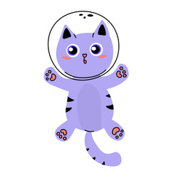 Cute cat character astronaut flying