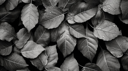 black leaves background. Generative AI.