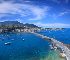 Obraz premium Panoramic view of Ischia Ponte from Aragonese Castle in Ischia island, Italy.