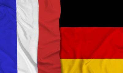 big waving national flag of france and of germany .