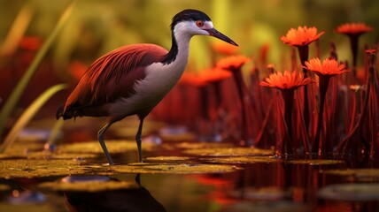 African Jacana animal neon Color AI Generated pictures