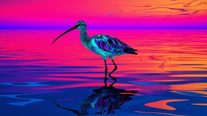 AI GeneratedAvocet neon Color illustration photo