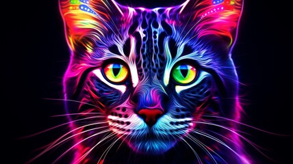 Aidi animal neon Color AI Generated pictures