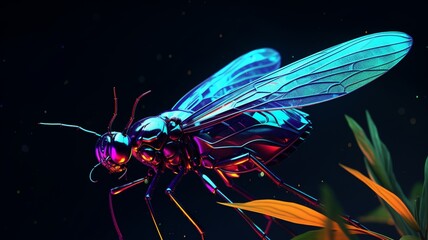 Achrioptera Manga animal neon Color illustration AI Generated pictures
