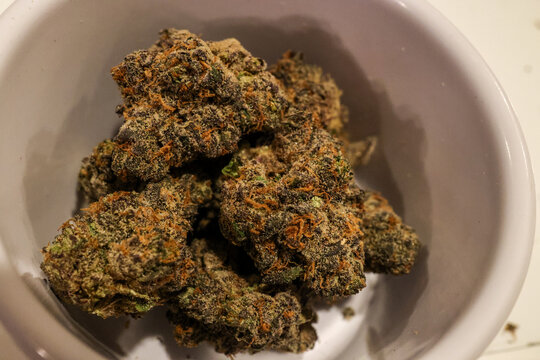 Dried Marijuana Flower in a Dish