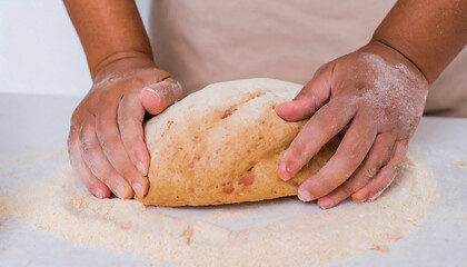 Obraz na płótnie Canvas Hands making bread