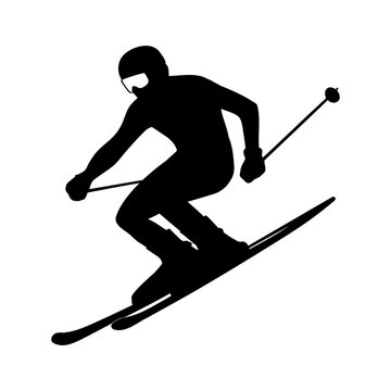Male Skier in action silhouette. Vector illustration