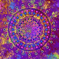 Beautiful colorful wallpaper background print with mandala bright art decor design