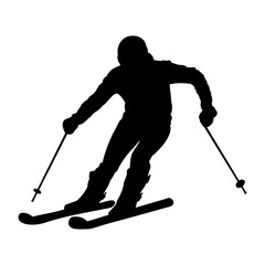 Fototapeta premium Male Skier in action silhouette. Vector illustration