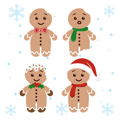 New Year's special Gingerman vector set. Christmas holiday candy decoration vector illustration.