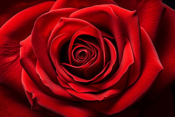 Close-up of a Fully Bloomed Red Rose, Red Rose Close-up, Generative AI