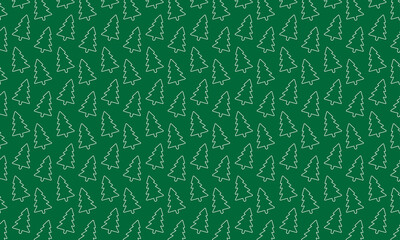 line doodle drawn pine spruce tree green pattern background 