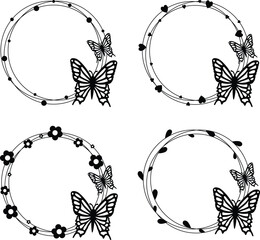 Butterflies monogram frames set. - 684735505