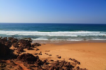 Mirleft, Morocco - Atlantic beach landscape. Morocco landscape.