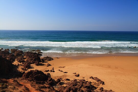 Mirleft, Morocco - Atlantic beach landscape. Morocco landscape.