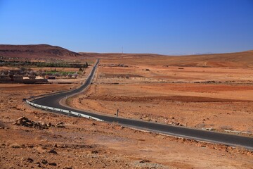 Morocco desert road. Morocco landscape.