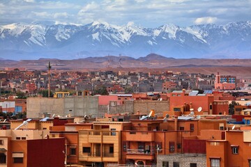 Ouarzazate city and High Atlas in Morocco. Places of Morocco.