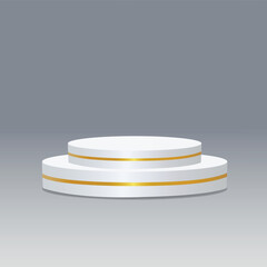 simple blank luxury white gradient background. empty podium or pedestal display scene on white background with cylinder stand concept.