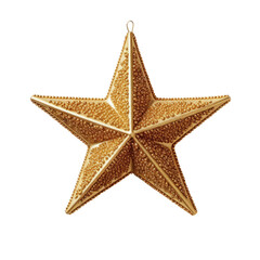 Fototapeta na wymiar Golden star Christmas tree decoration isolated on white transparent background, png