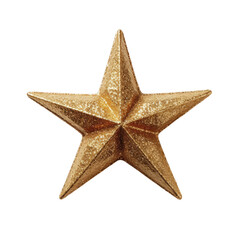 Golden star Christmas decoration isolated on white transparent background, png