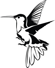Obraz premium Cartoon Black and White Isolated Illustration Vector Of A Hummingbird Flying