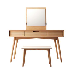 Isolated modern wooden dressing table for makeup
