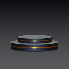 simple blank luxury black gradient background. empty podium or pedestal display scene on black background with cylinder stand concept.