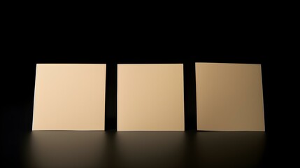 Set of beige square Paper Notes on a black Background. Brainstorming Template with Copy Space
