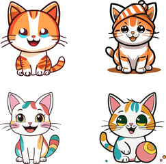 Obraz premium Group of cute cats vector image by illustrator