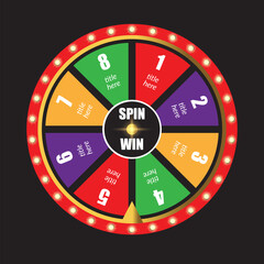 Social Media Offer Spin and win wheel vector design element digital marketing offer banner for sale season