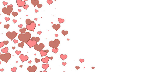 colorful flying hearts on a blue background. 3d