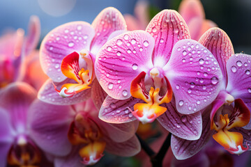 Close up of beautiful pink blooming orchid flower